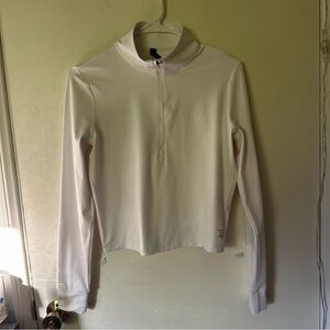 Vuori Cream Long Sleeve Polo Crop Top